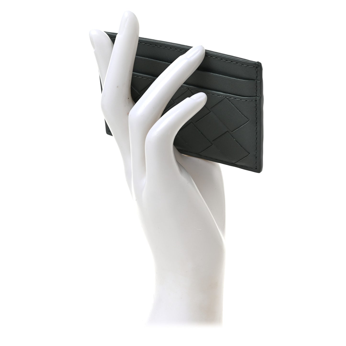 Calfskin Intrecciato Credit Card Case Aloe