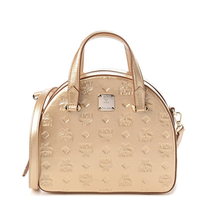 MCM Metallic Calfskin Ottomar Monogram Medium Half Moon Tote Gold 1 of 9