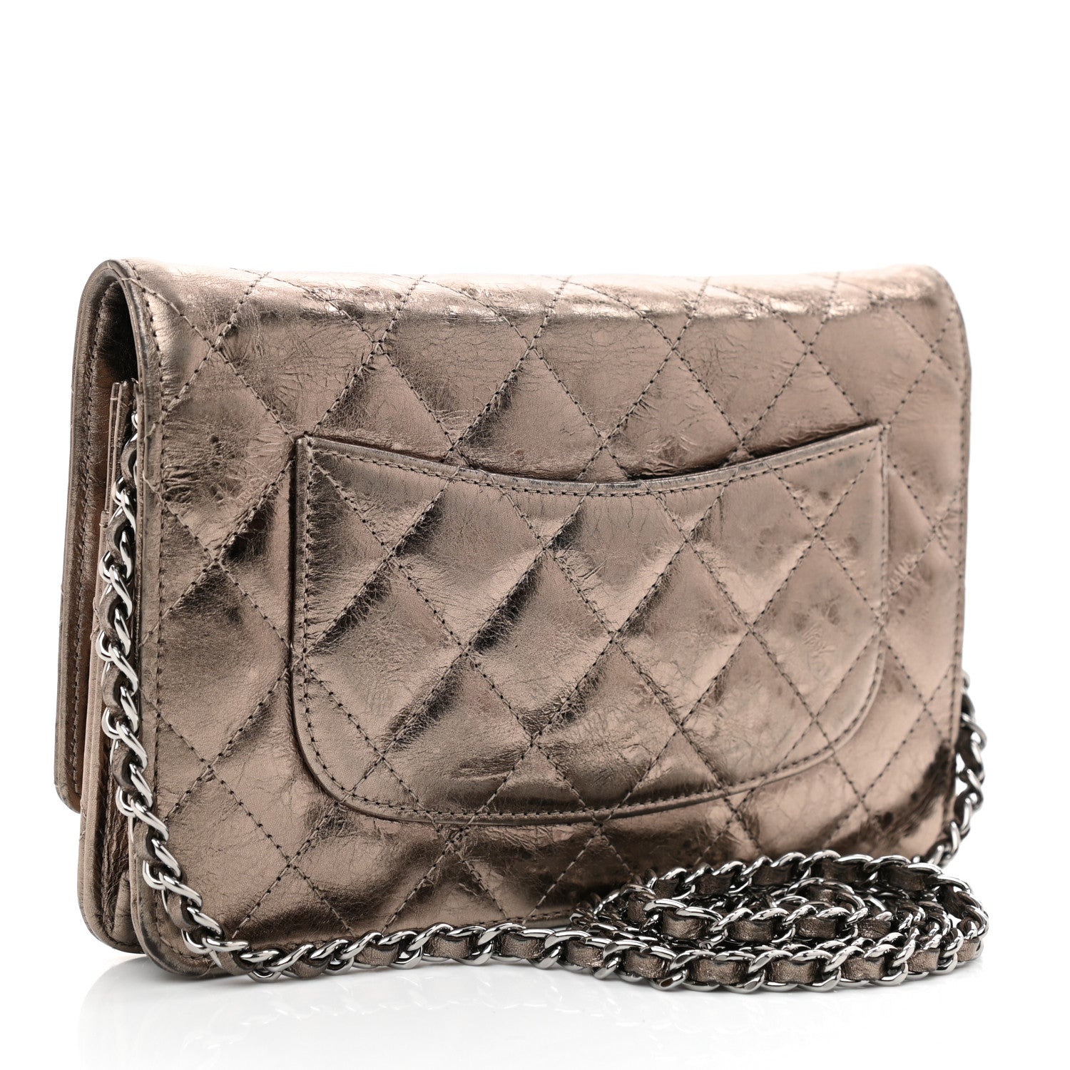 Chanel Metallic Aged Calfskin Quilted Reissue Wallet On Chain WOC Bronze 3 of 11