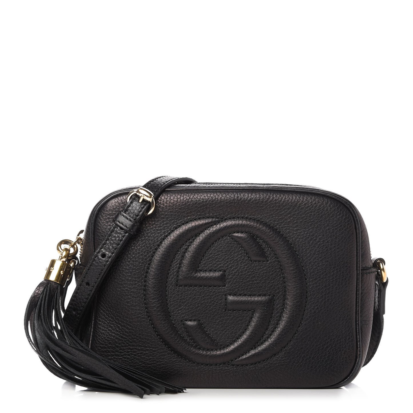 Pebbled Calfskin Small Soho Disco Bag Black