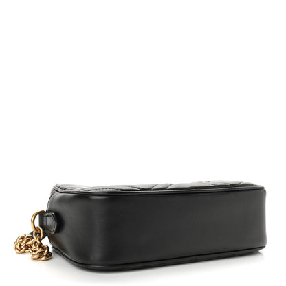 Gucci Calfskin Matelasse Small GG Marmont Chain Shoulder Bag Black 4 of 10
