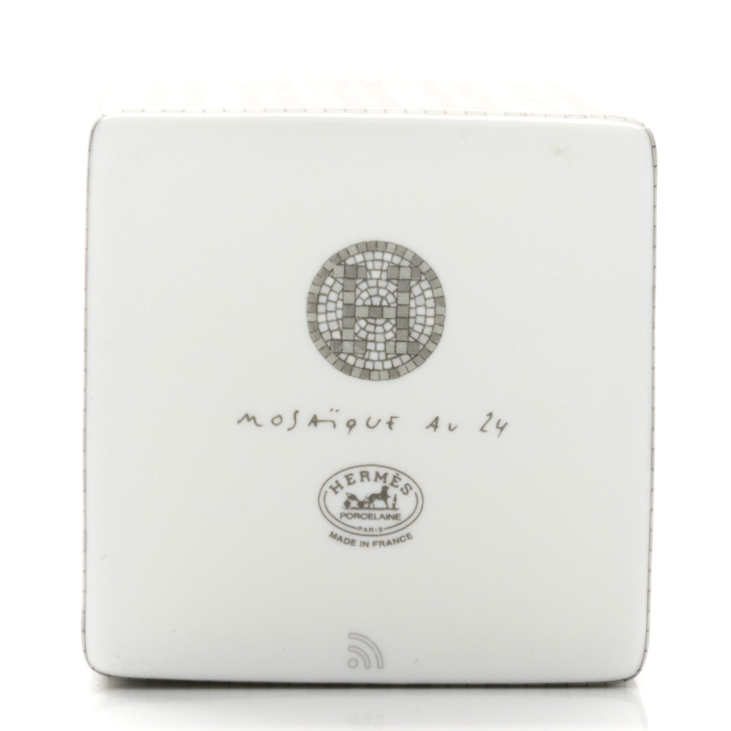 Hermes Porcelain Small Mosaique Au 24 Sugar Box Platinum 6 of 9