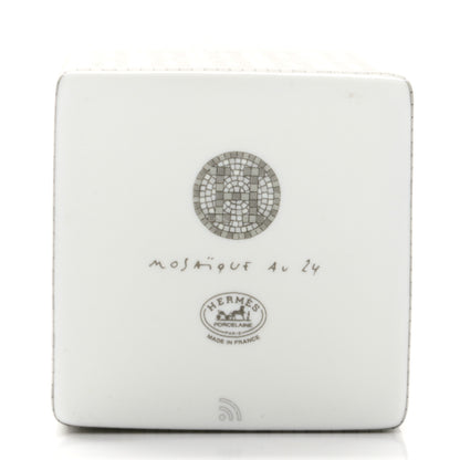 Hermes Porcelain Small Mosaique Au 24 Sugar Box Platinum 6 of 9