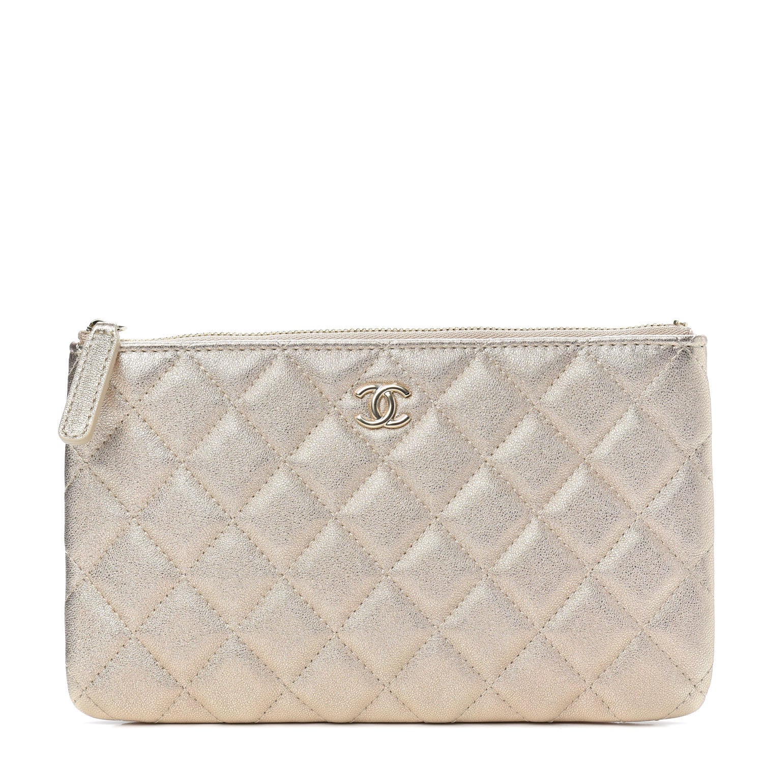 Chanel Metallic Lambskin Quilted Cosmetic Pouch Gold 1 of 10