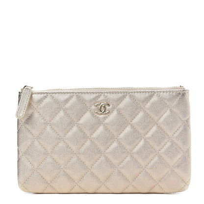 Chanel Metallic Lambskin Quilted Cosmetic Pouch Gold 1 of 10