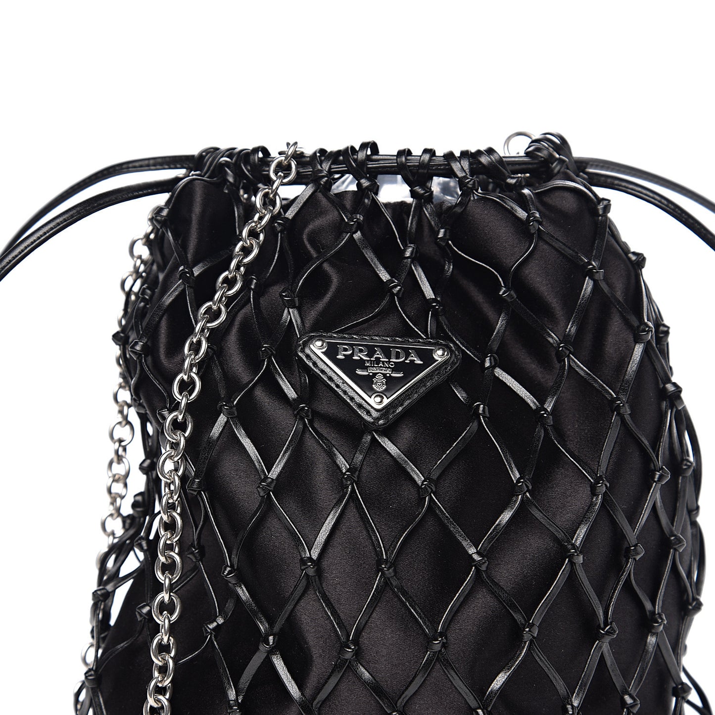 Satin Net Chain Bag Black