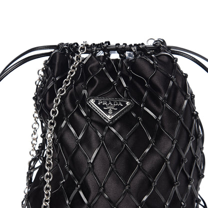 Prada Satin Net Chain Bag Black 8 of 8