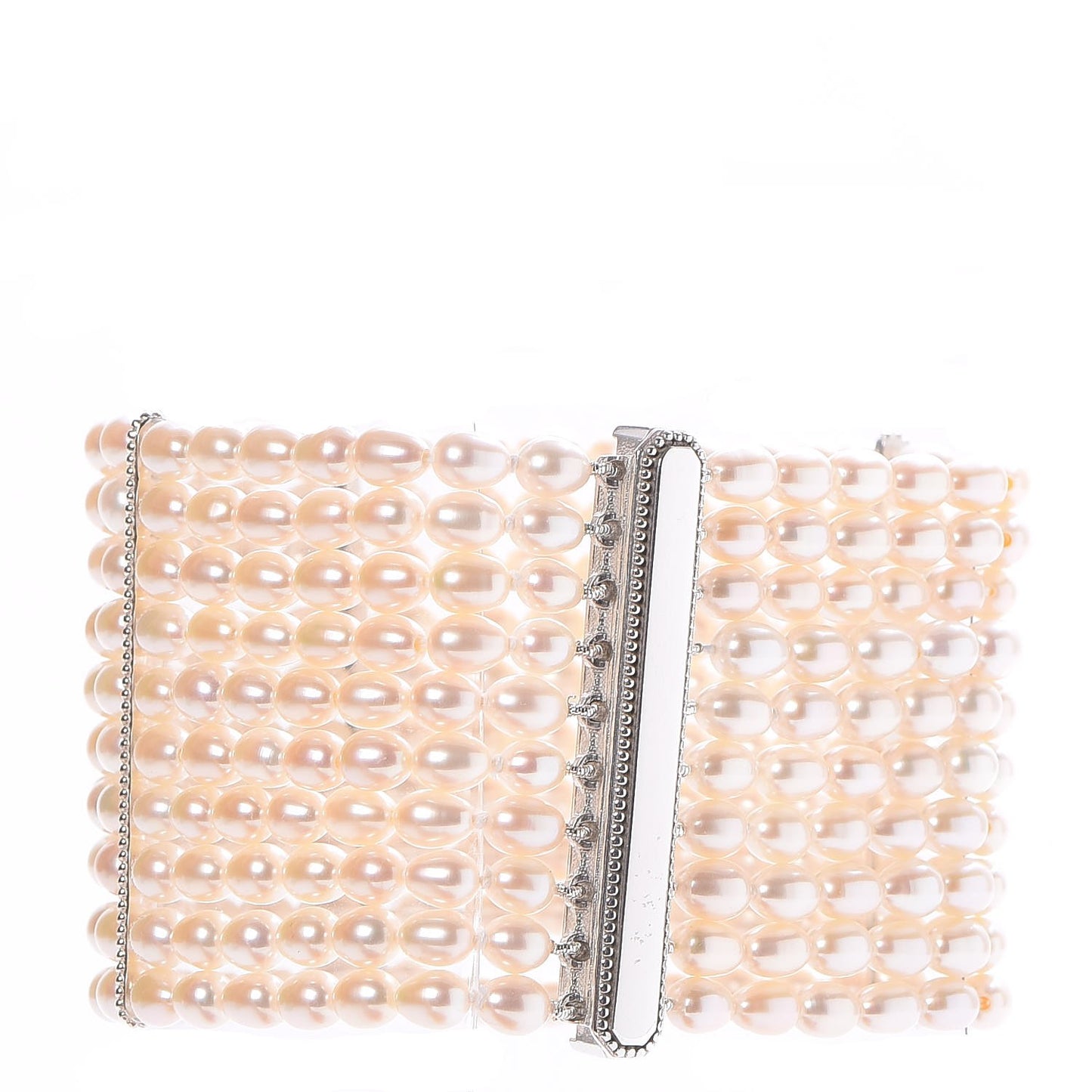 Sterling Silver Freshwater Pearl 4.5mm Ziegfeld 10 Strand Bracelet