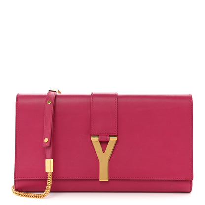 Saint Laurent Calfskin Classic Y Ligne Clutch Fuchsia 1 of 15
