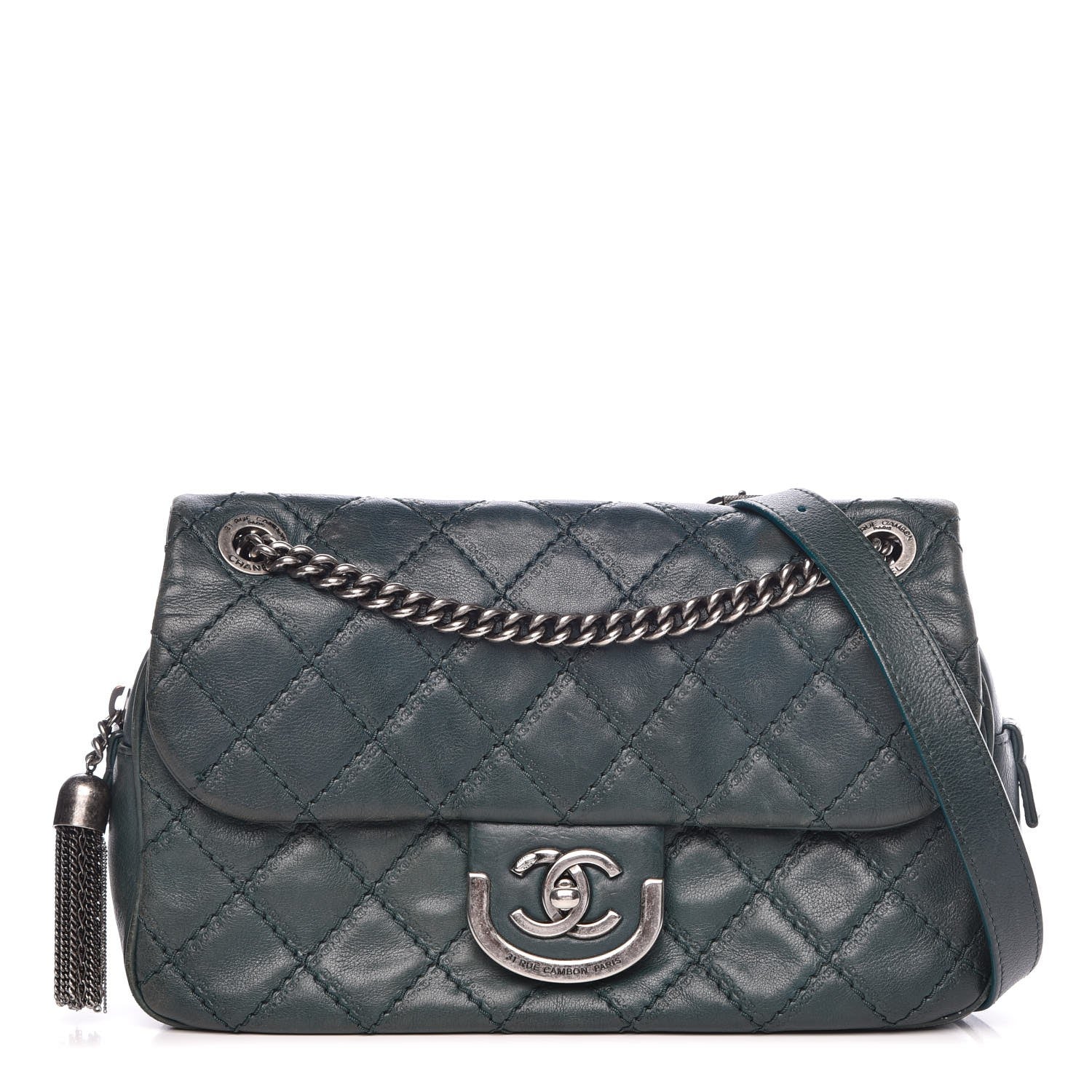 Chanel Calfskin Quilted Medium Coco Sporran Flap Dark Green 1 of 18