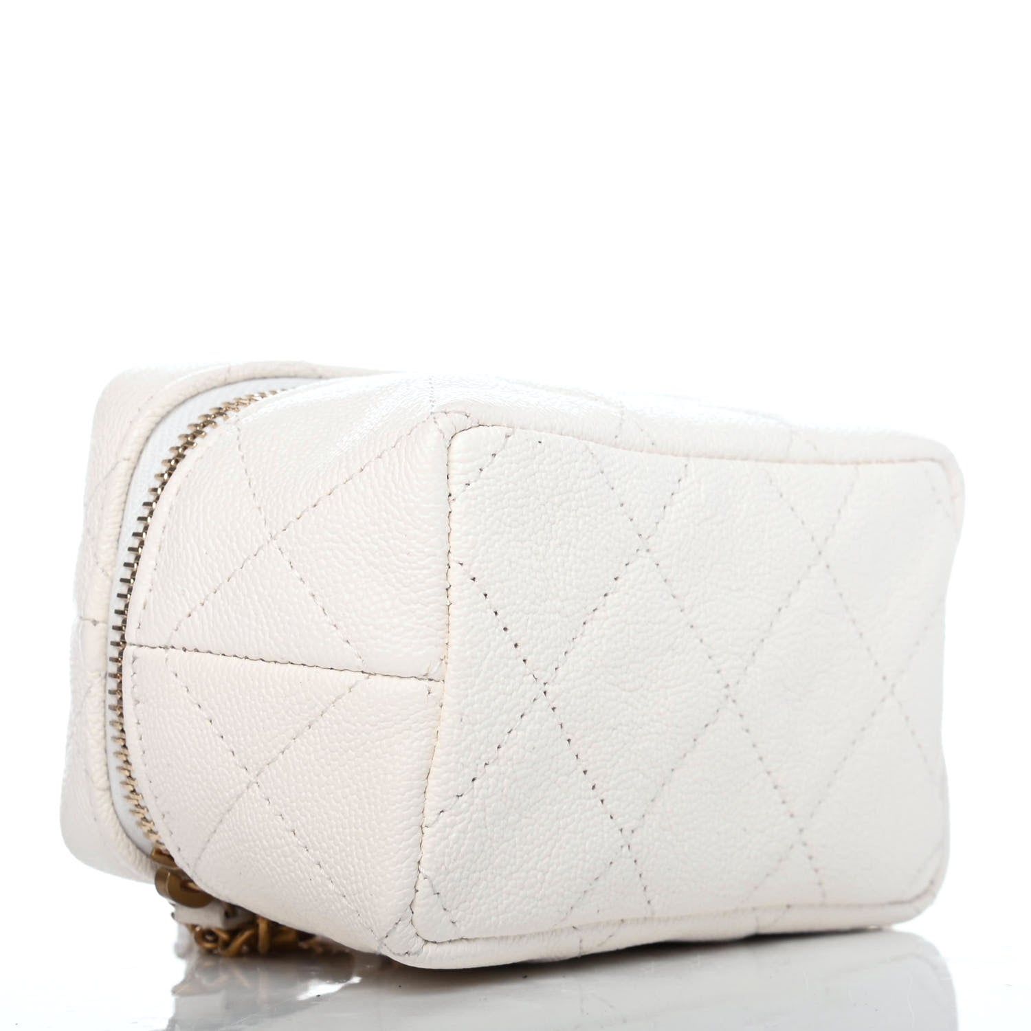 Chanel Caviar Quilted Mini Top Handle Vanity With Chain White 3 of 4