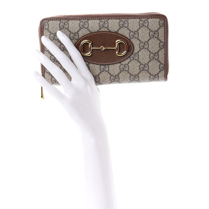 Gucci GG Supreme Monogram Azalea Calfskin Horsebit 1955 Zip Around Wallet Beige Ebony Brown Sugar 2 of 10