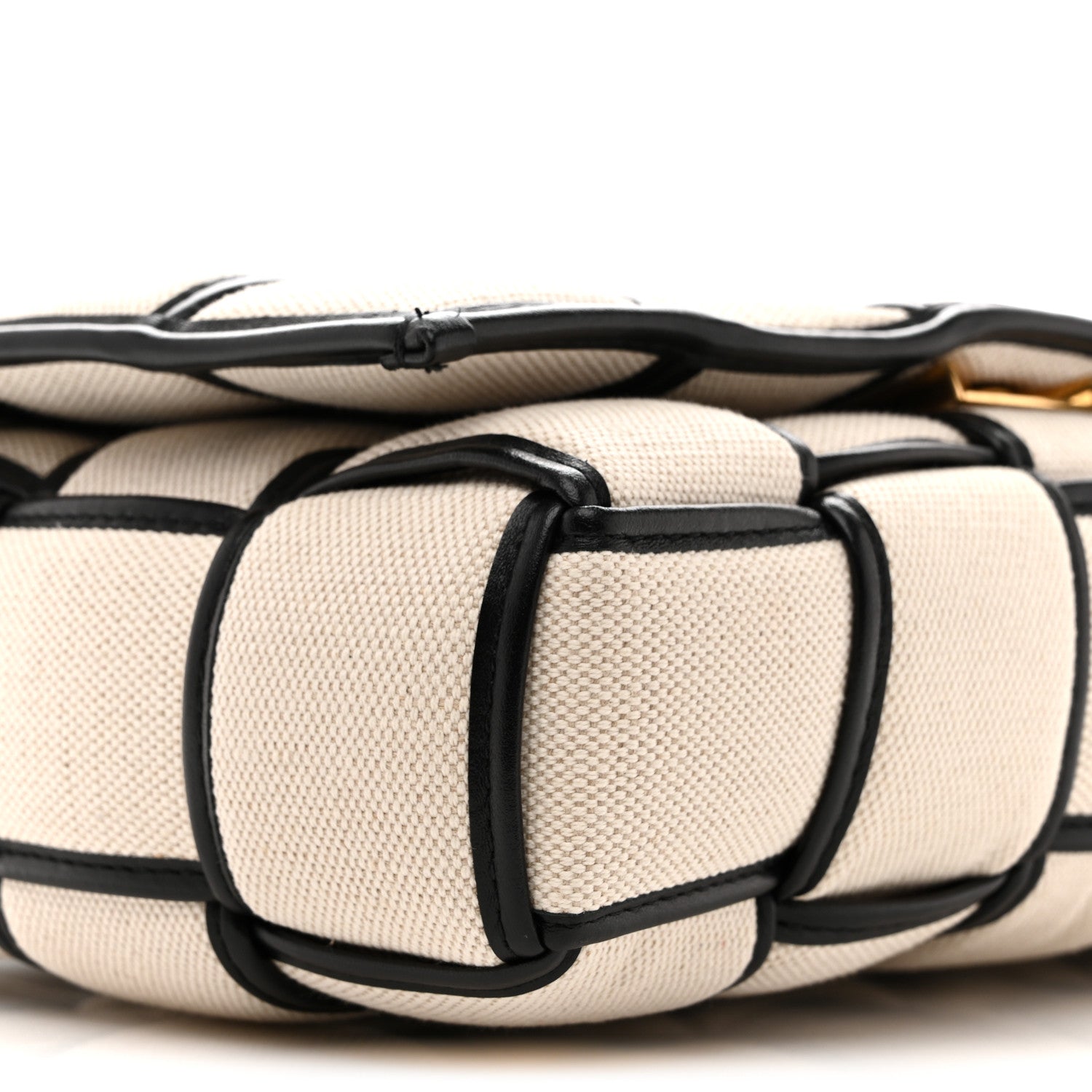 Bottega Veneta Canvas Intrecciato Padded Cassette Crossbody Bag Natural Black 9 of 10