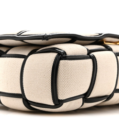 Bottega Veneta Canvas Intrecciato Padded Cassette Crossbody Bag Natural Black 9 of 10
