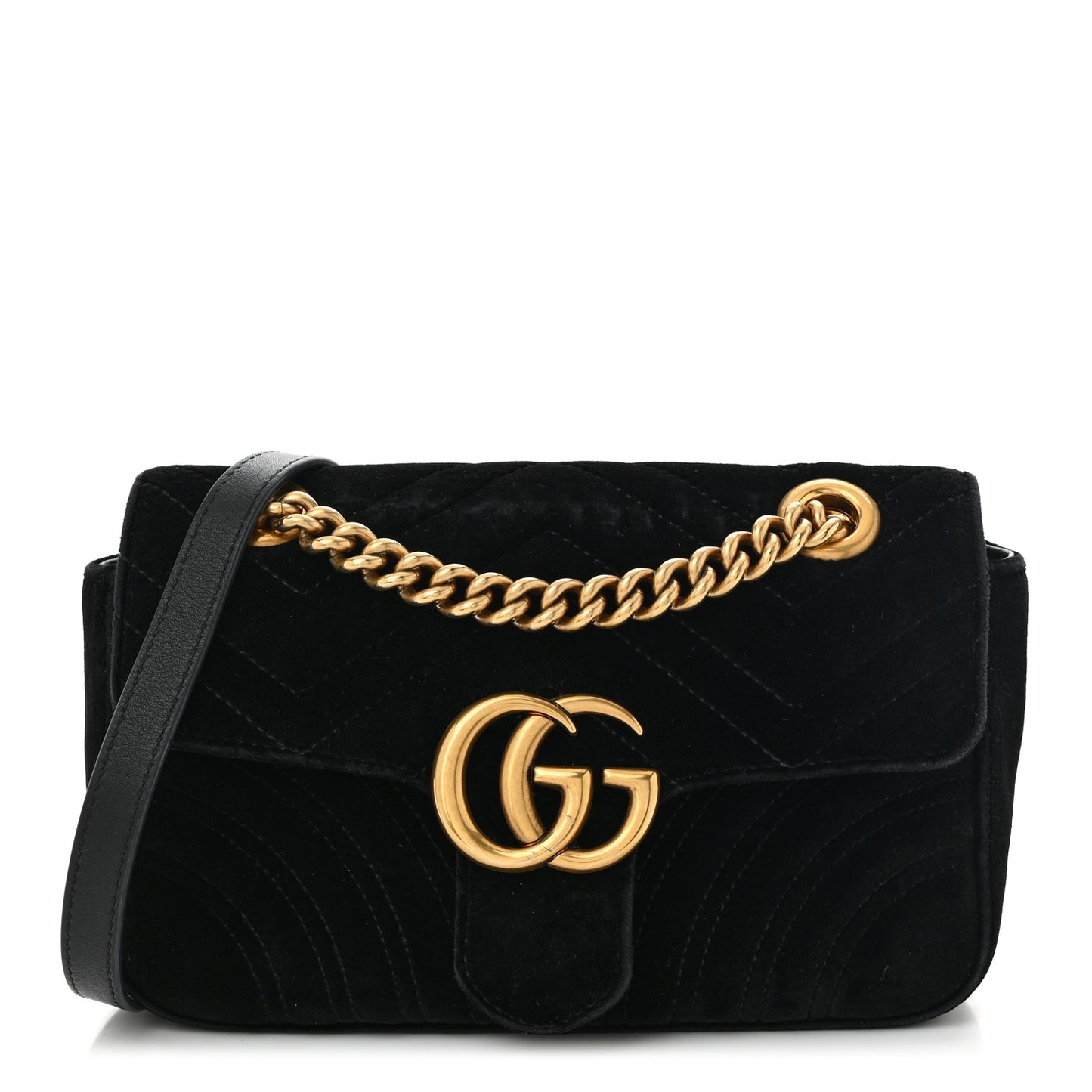 Velvet Matelasse Mini GG Marmont Shoulder Bag Black