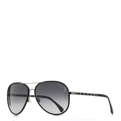 Chanel Polarized Pilot Winter Sunglasses 4219-Q Black 1 of 7