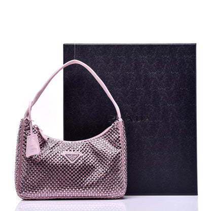 Prada Satin Crystal Mini Re-Edition 2000 Bag Alabastro 9 of 9