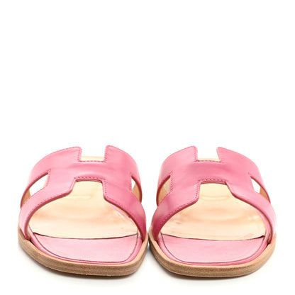 Hermes Box Calfskin Oran Sandals 39 Rose Petale 2 of 8