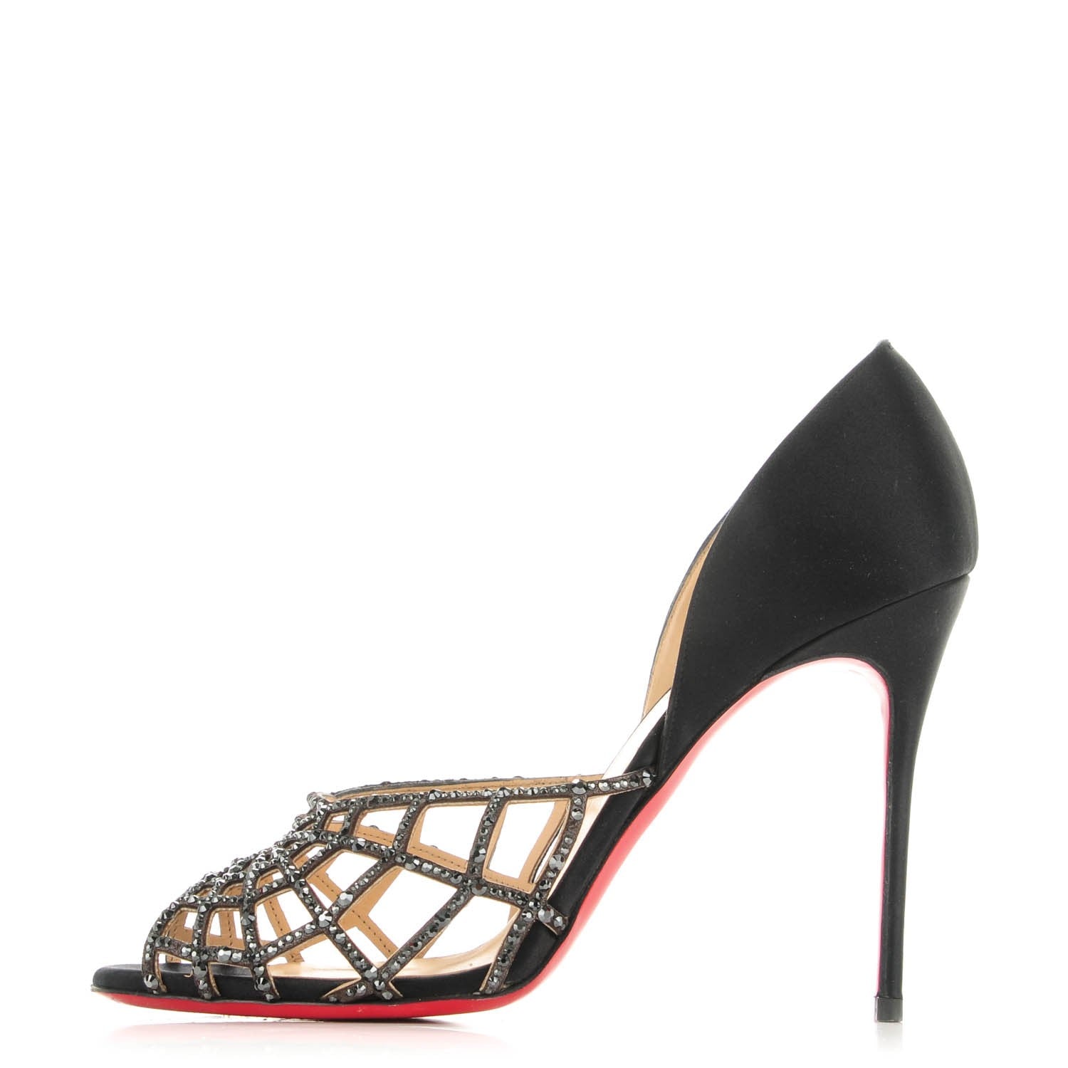 Christian Louboutin Satin Strass Aranea 100 Heels 39.5 Black Hematite 1 of 12