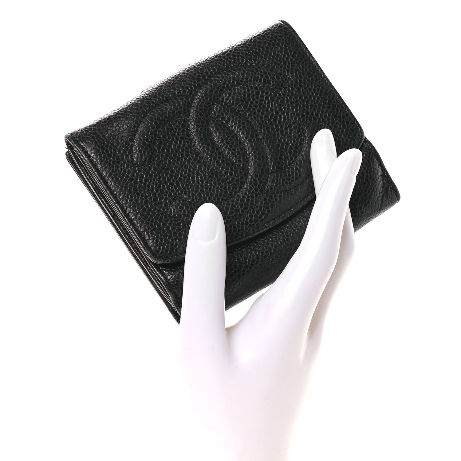 Chanel Caviar Timeless CC Compact French Wallet Black 2 of 9