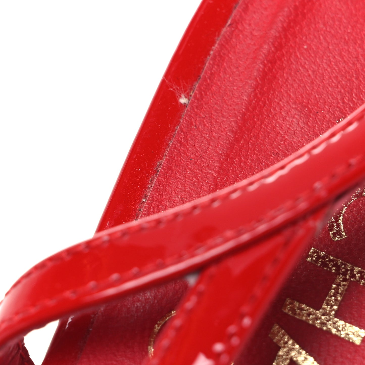 Patent Calfskin Cap Toe CC Slingback Flats 39 Red Black