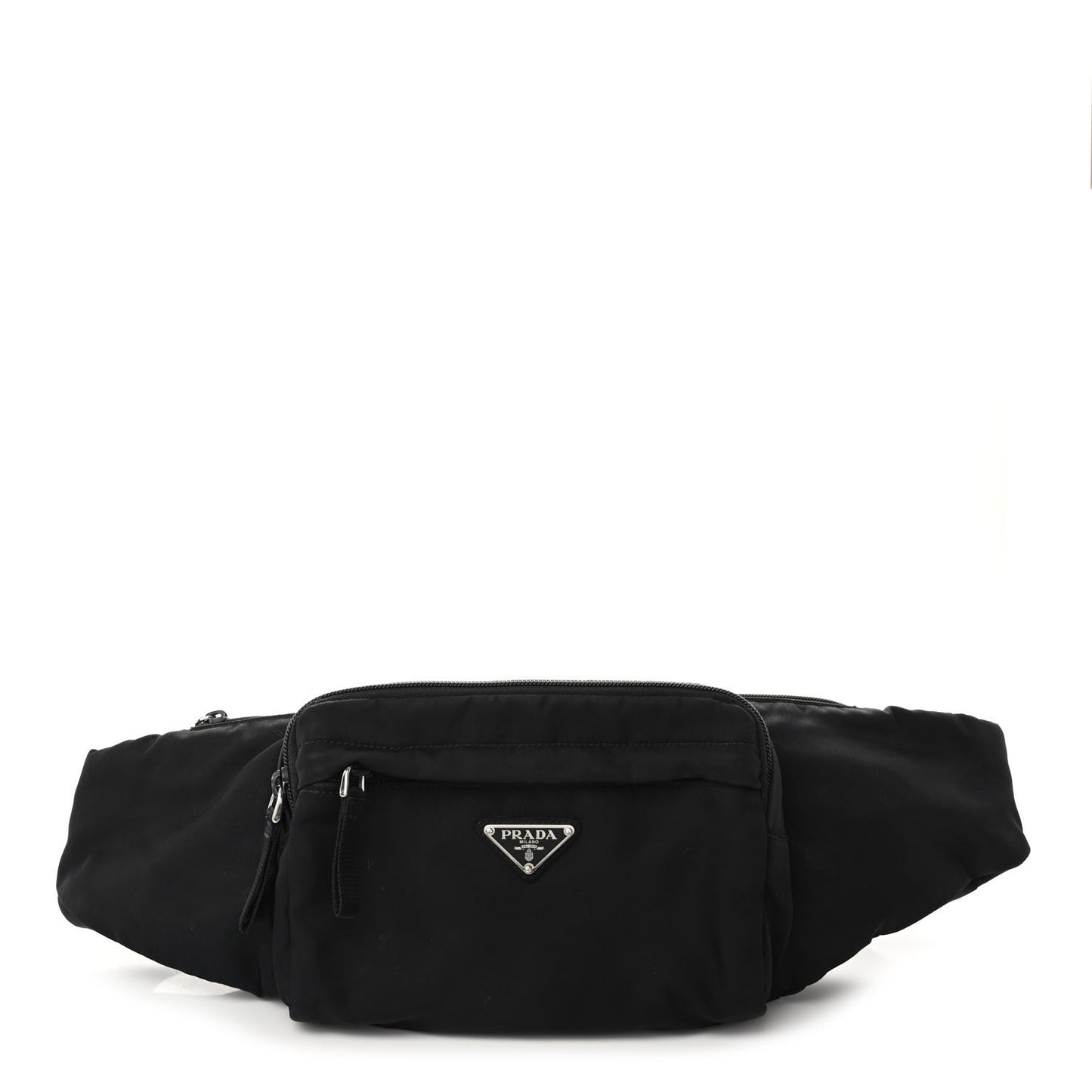 Tessuto Nylon Double Pocket Belt Bag Black