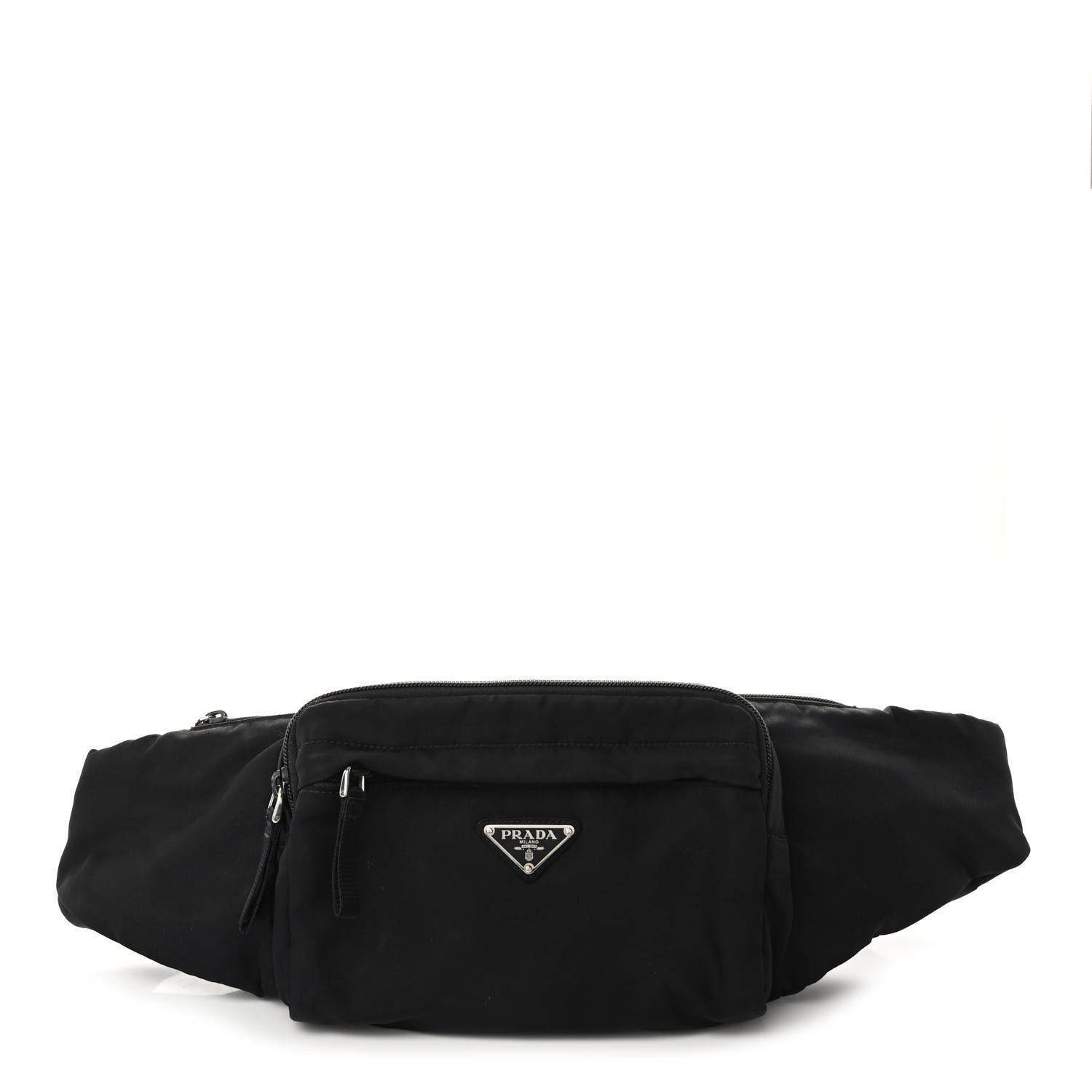 Prada Tessuto Nylon Double Pocket Belt Bag Black 1 of 10