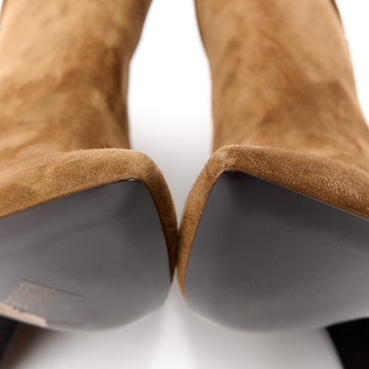 Saint Laurent Suede Liz 85 Wedge Booties 36 Dark Land 6 of 10