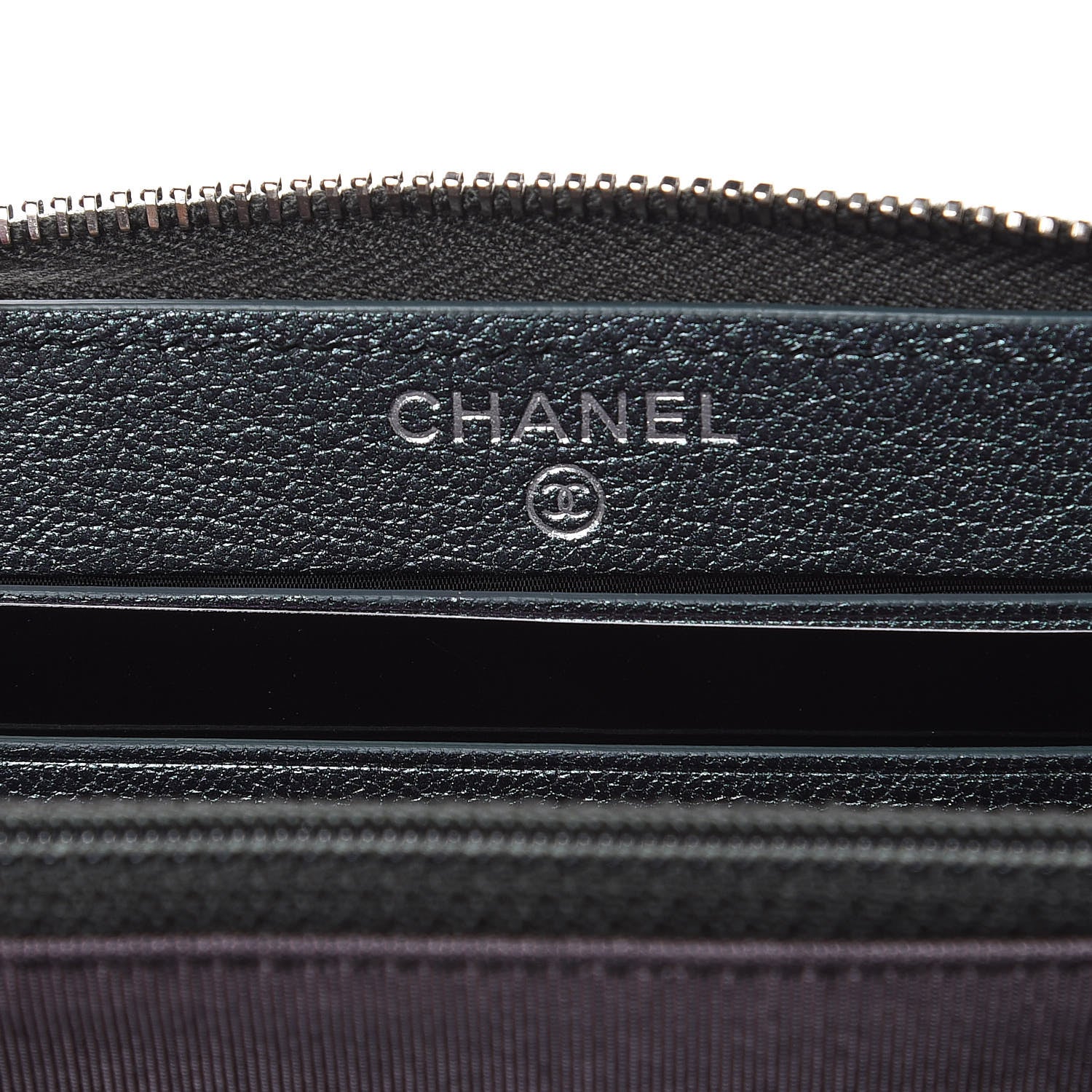Chanel Iridescent Goatskin Quilted Small Zip Around Wallet Purple 6 of 8