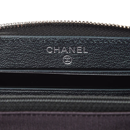 Chanel Iridescent Goatskin Quilted Small Zip Around Wallet Purple 6 of 8