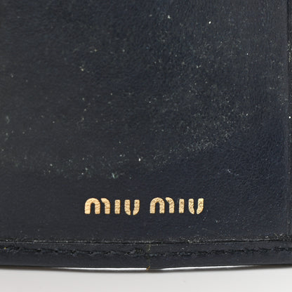 Miu Miu Denim Matelasse Flap Card Holder Key Ring 6 of 7