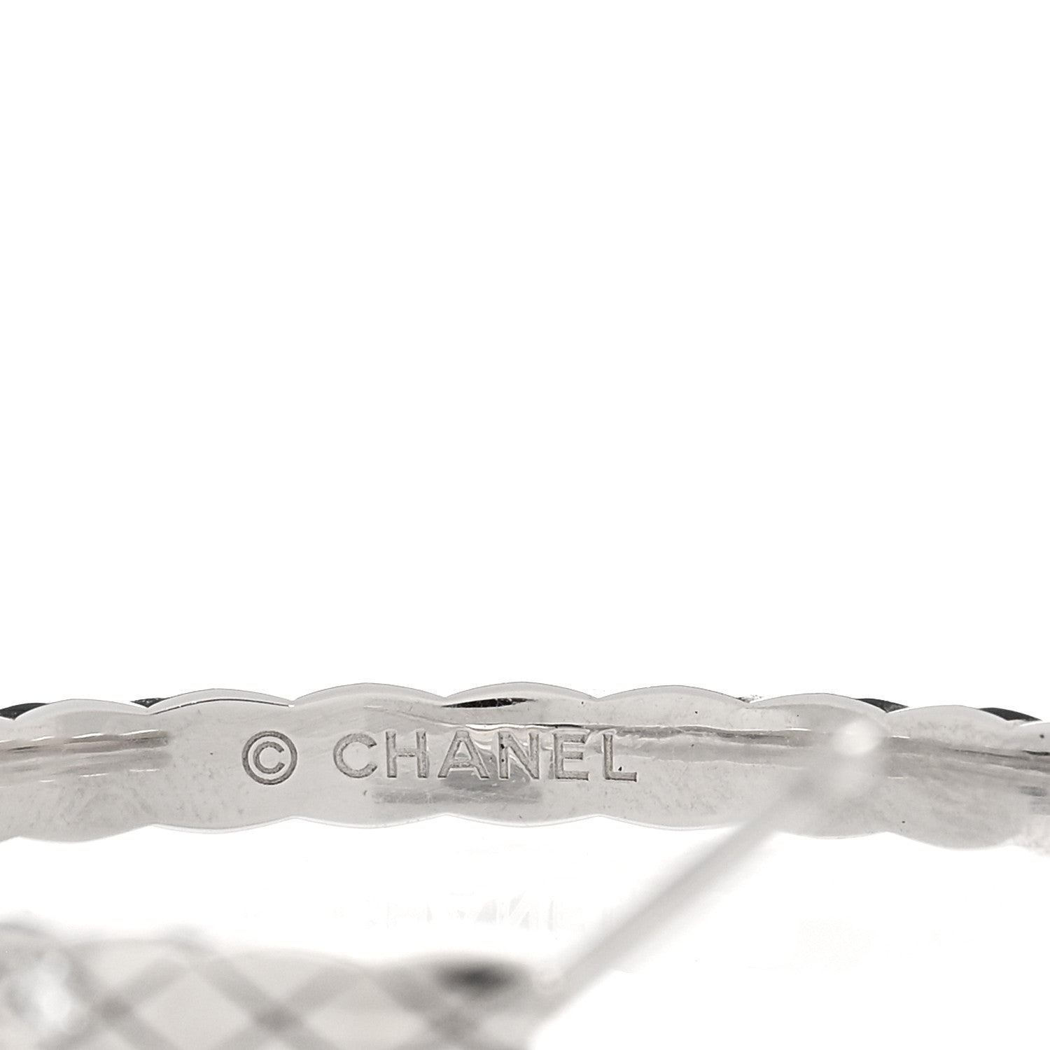 Chanel 18K White Gold Diamond Coco Crush Hoop Earrings 4 of 5
