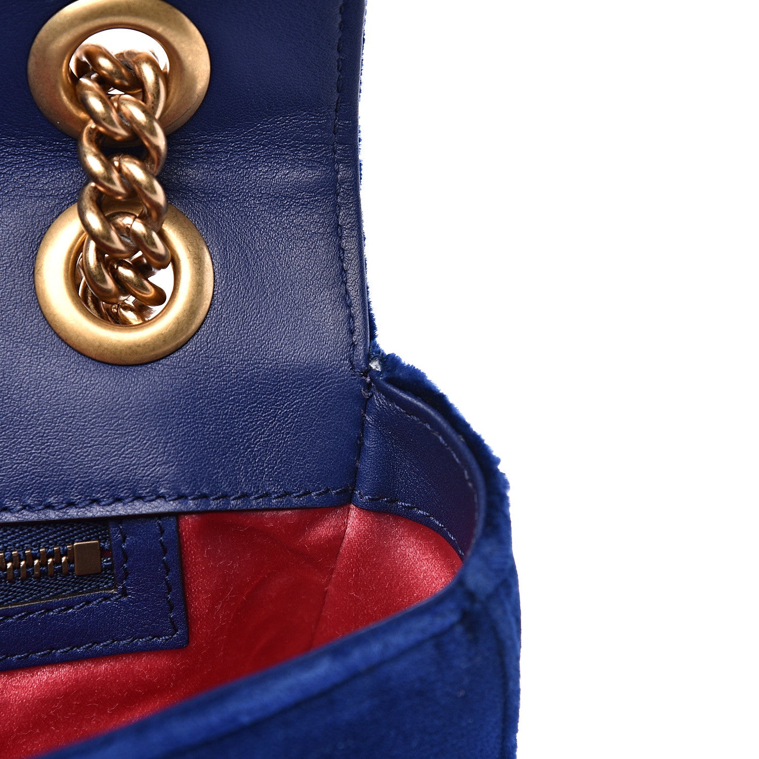 Gucci Velvet Matelasse Modern Embroidered Medium GG Marmont Shoulder Bag Cobalt 10 of 14