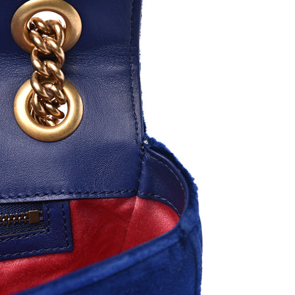Gucci Velvet Matelasse Modern Embroidered Medium GG Marmont Shoulder Bag Cobalt 10 of 14