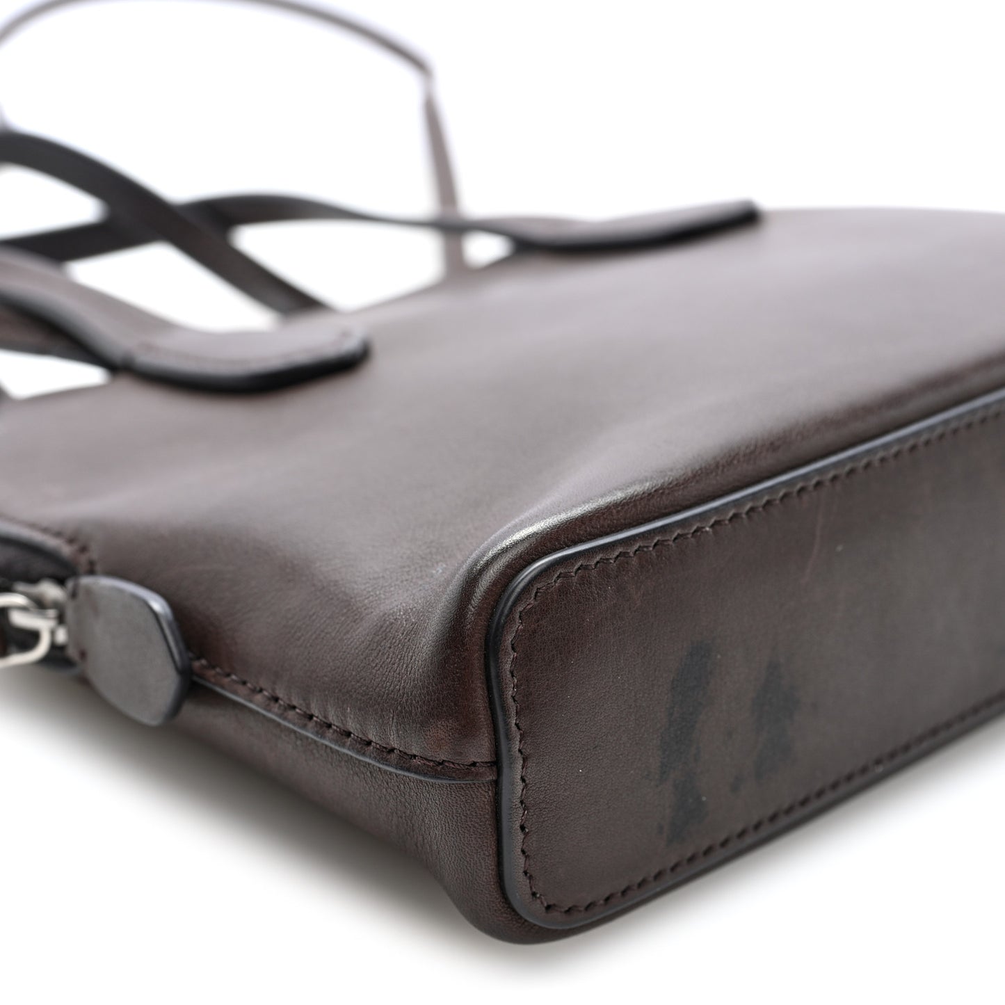 Polished Saddle Calfskin Ingrid Shoulder Bag Hippo Grey