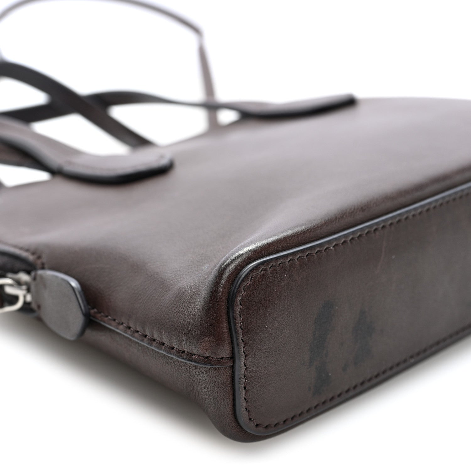 The Row Polished Saddle Calfskin Ingrid Shoulder Bag Hippo Grey 8 of 9