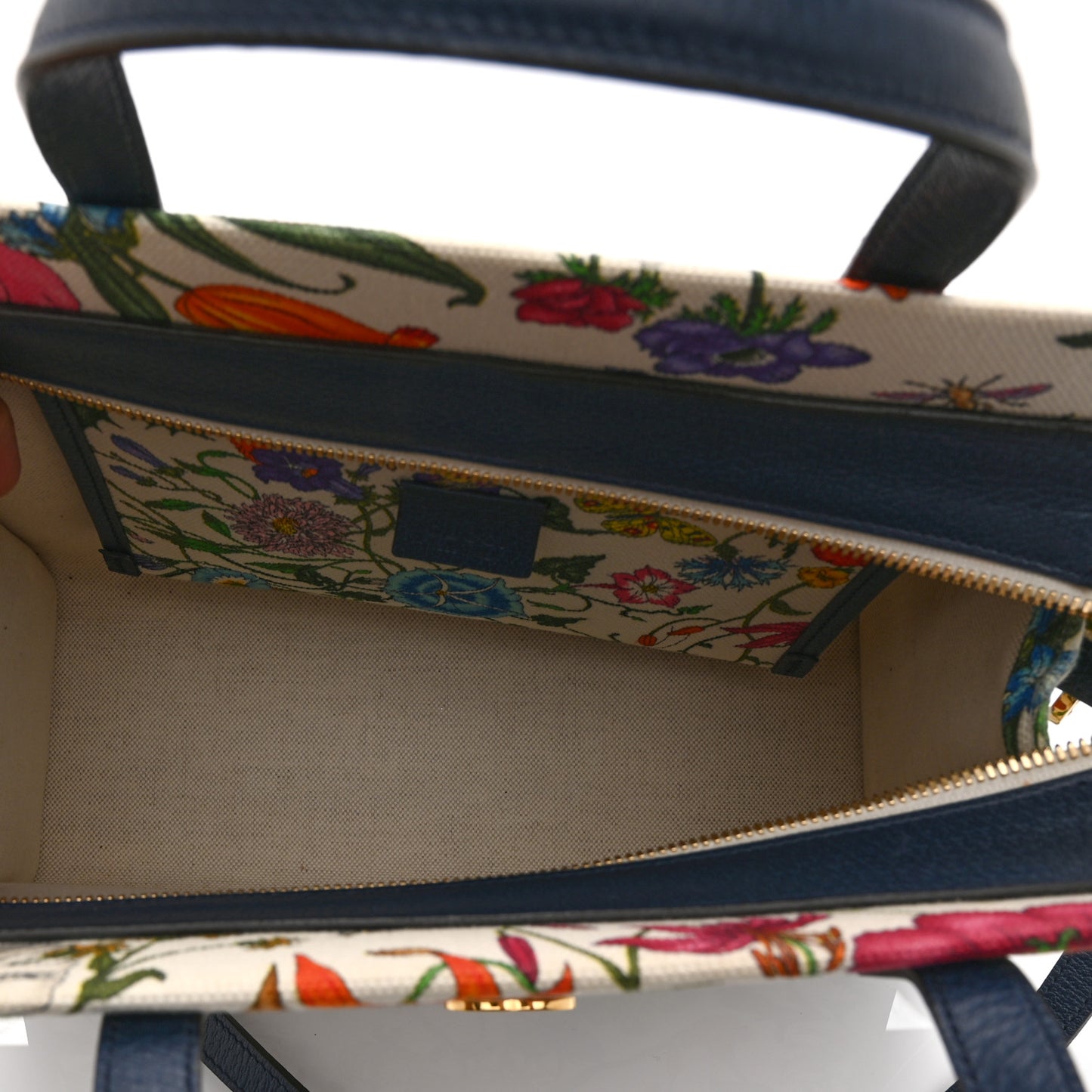 Canvas Medium Flora Tote White Multicolor Blue Agata