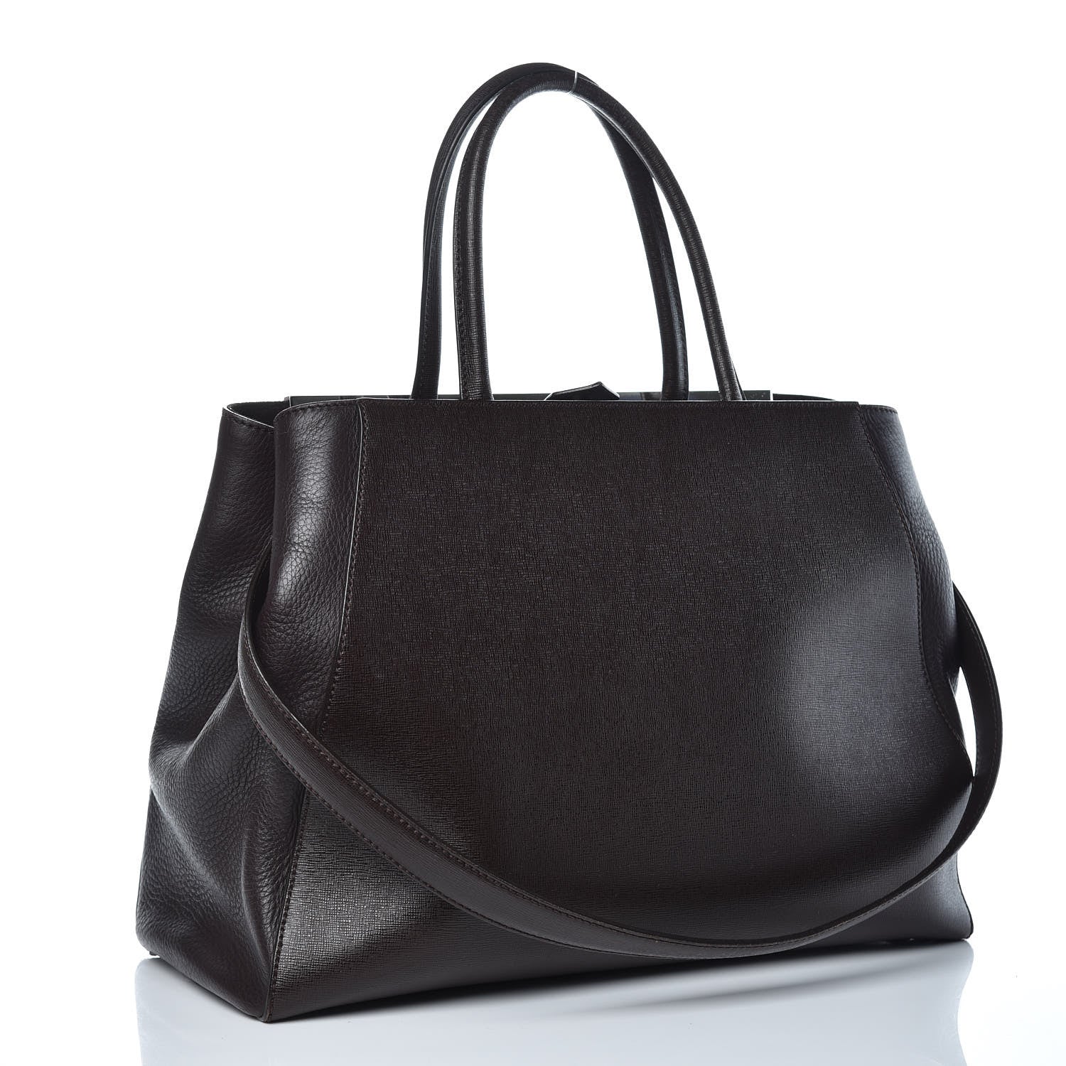 Fendi Vitello Elite Regular 2Jours Tote Caffe Noir 3 of 14