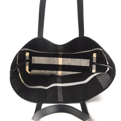 Burberry Coated Canvas Mega Check Medium Doodle Tote Black White 5 of 9