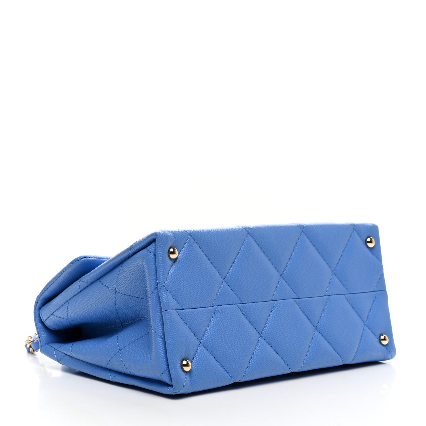 Caviar Quilted Mini Retro Twist Top Handle Flap Blue