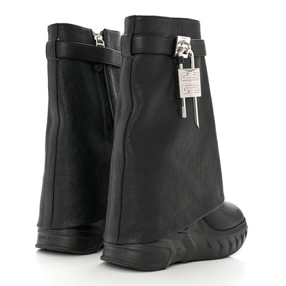 Givenchy Grained Calfskin Shark Lock Biker Ankle Boots 41 Black 4 of 9