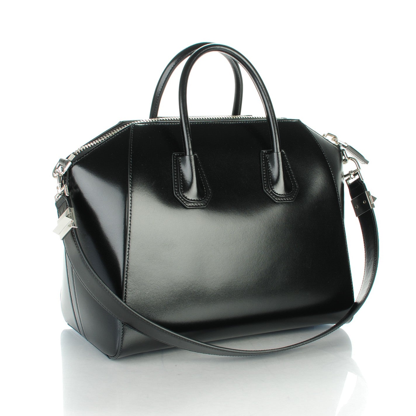 Shiny Lord Calfskin Medium Antigona Black