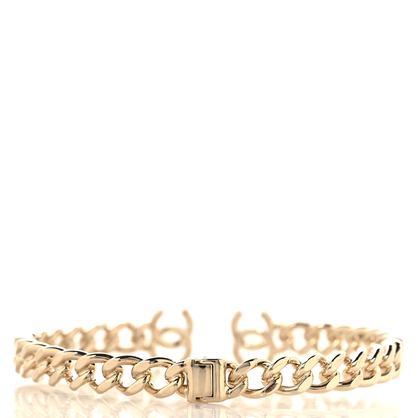Metal CC Chain Link Choker Necklace L Gold