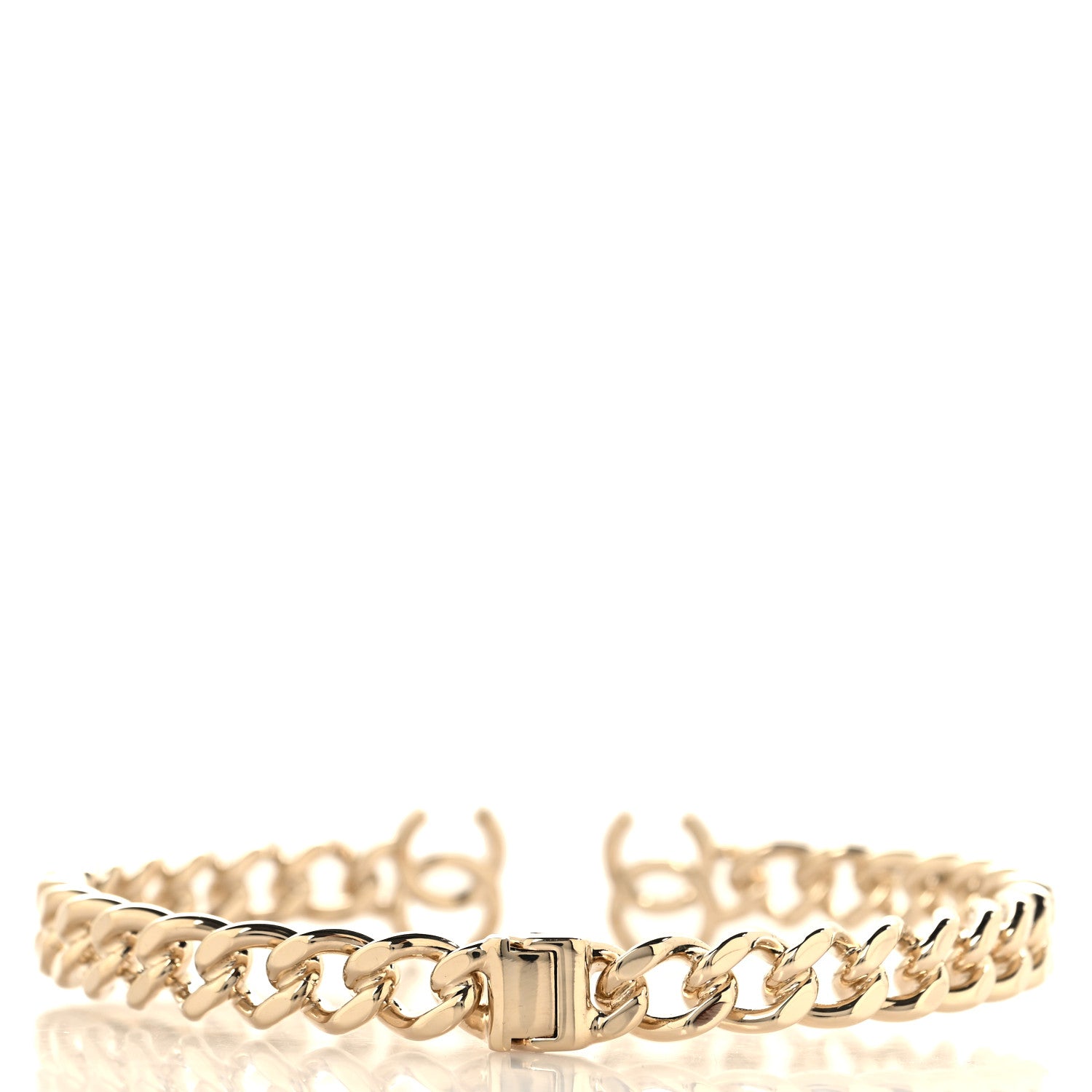Chanel Metal CC Chain Link Choker Necklace L Gold 3 of 5