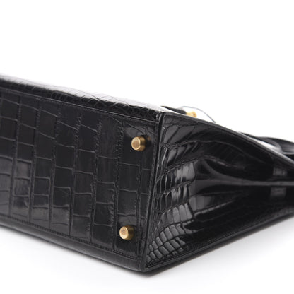Hermes Shiny Alligator Kelly Sellier 28 Black 7 of 10