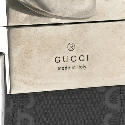 Gucci GG Supreme Monogram Plutone Calfskin Palladium Double G Reversible 37mm Belt 115 46 Black 3 of 6