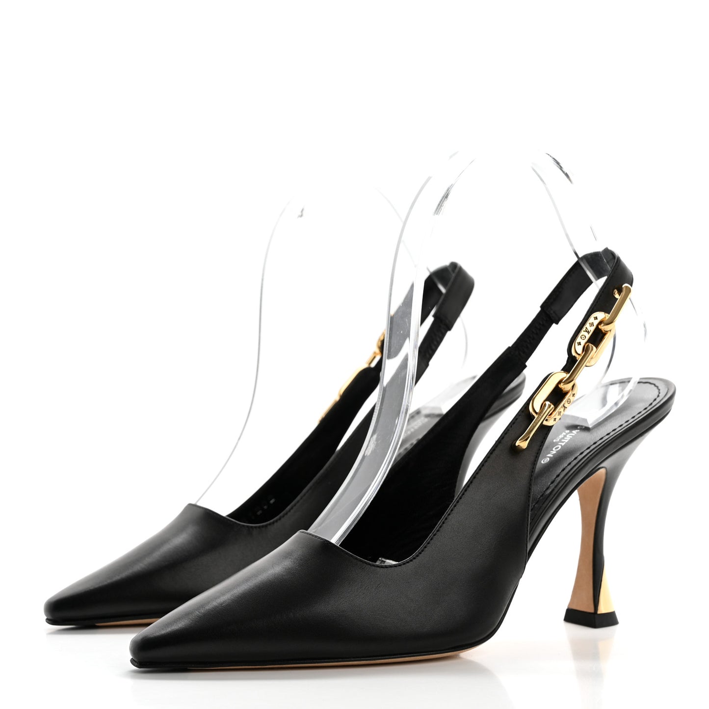 Calfskin Sparkle Slingback Pumps 38 Black