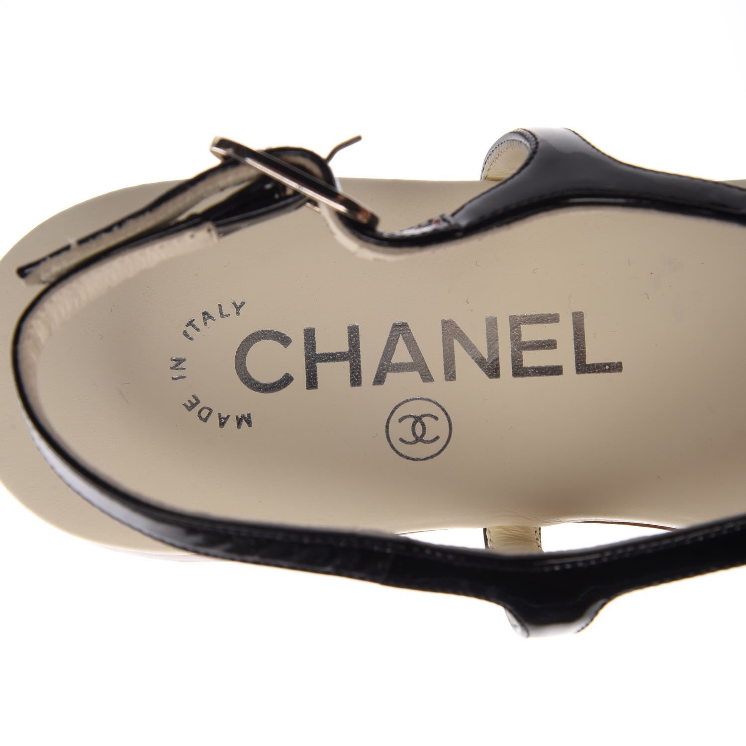 Chanel Patent CC Thong Sandals 38 Black 8 of 14