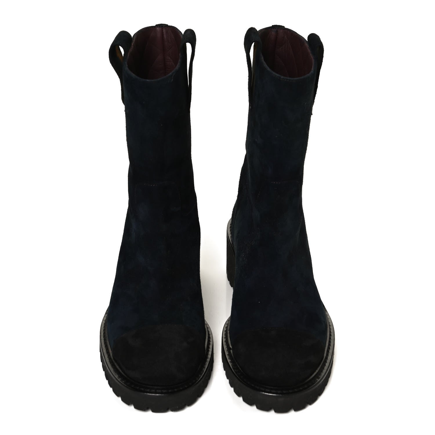 Chanel Suede Calfskin CC Cap Toe Boots 36 Navy Black 5 of 13