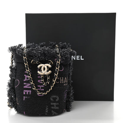 Chanel Denim Quilted Mood Mini Bucket With Chain Black Multicolor 10 of 10